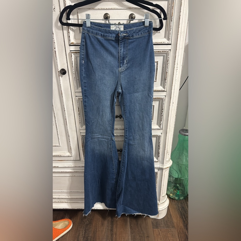 We The Free Blue Flare Wide Leg Jeans